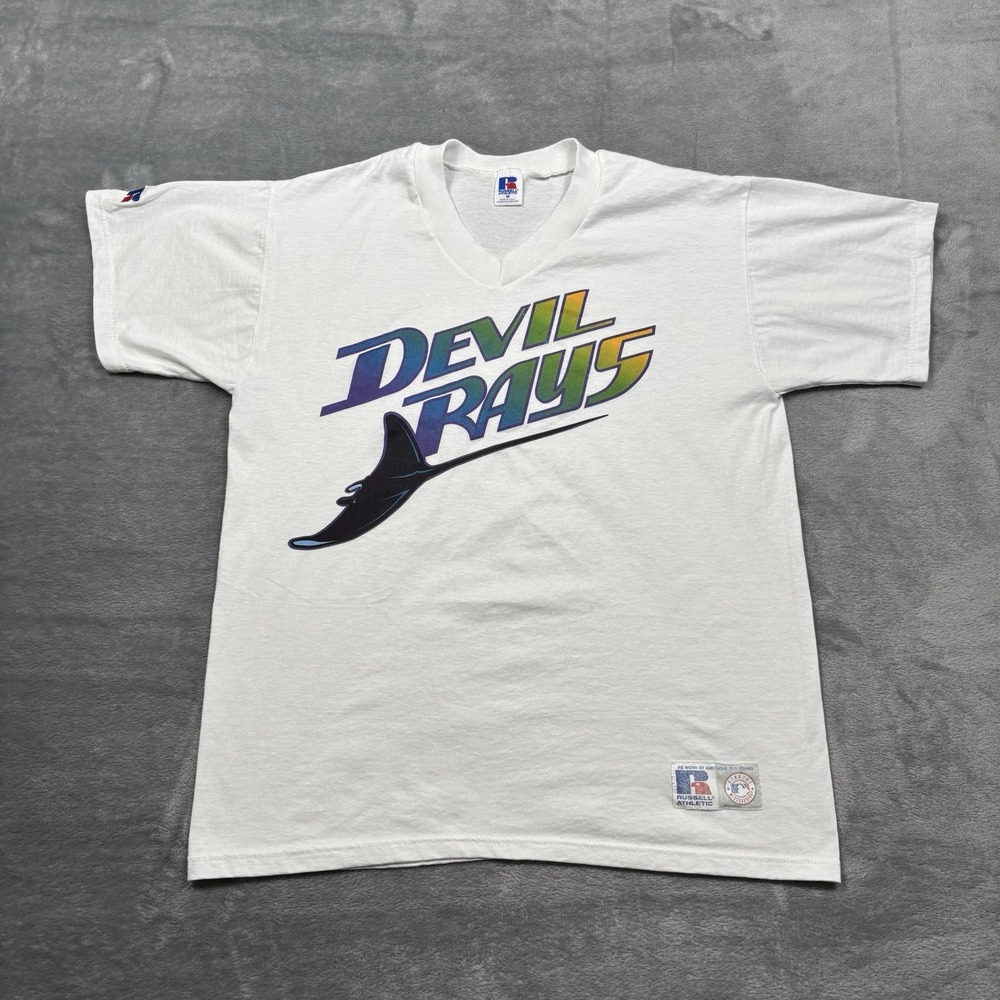 Tampa Bay Devil Rays Vintage MLB Men's Shirt White Medium Made In USA